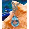 Image 10 : Pear-cut Swiss Blue Topaz & Diamond Drop Pendant