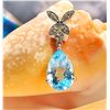Image 1 : Pear-cut Swiss Blue Topaz & Diamond Drop Pendant