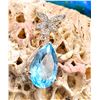Image 3 : Pear-cut Swiss Blue Topaz & Diamond Drop Pendant