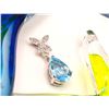 Image 5 : Pear-cut Swiss Blue Topaz & Diamond Drop Pendant
