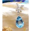 Image 6 : Pear-cut Swiss Blue Topaz & Diamond Drop Pendant
