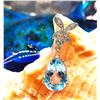 Image 7 : Pear-cut Swiss Blue Topaz & Diamond Drop Pendant