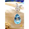 Image 9 : Pear-cut Swiss Blue Topaz & Diamond Drop Pendant