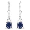 Image 1 : Genuine Blue Sapphire Dangling Earrings .925