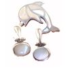Image 2 : Mother-of-Pearl Inlay Dolphin Pendant-Bonus Earrings