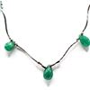 Image 3 : Briolette-Cut Emeralds & Delicate White Gold Ribbon Necklace