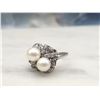 Image 10 : Vintage Art-Deco Twin Pearl & Diamond Bypass Ring