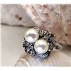 Image 21 : Vintage Art-Deco Twin Pearl & Diamond Bypass Ring