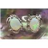 Image 10 : Genuine Opal & Tsavorite Garnet Omega Earrings