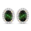Image 1 : Glamorous Green Tourmaline & Diamond Halo Earrings