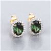 Image 4 : Glamorous Green Tourmaline & Diamond Halo Earrings