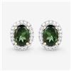 Image 7 : Glamorous Green Tourmaline & Diamond Halo Earrings