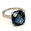 Image 2 : Cushion-Cut London Blue Topaz and Diamond Ring