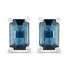 Image 1 : Genuine Blue Sapphire Octogon-Cut Stud Earrings