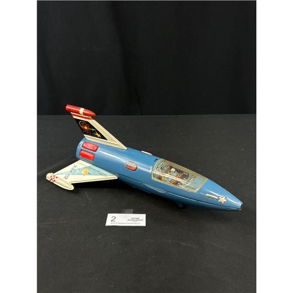 Vintage 1960s Moon Rocket Tin Toy