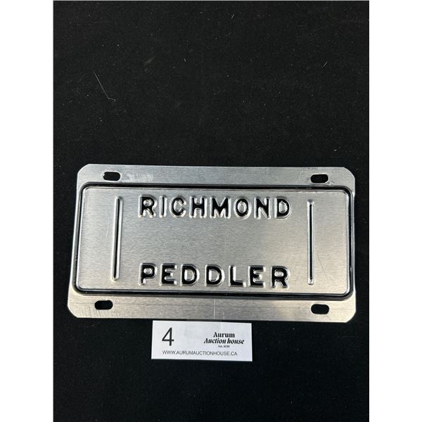 Vintage Richmond Peddler License Plate