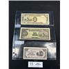Image 1 : 3 Japanese Gout WWII Bills 5 + 10 Pesos + 50 Centavos