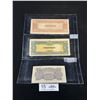 Image 2 : 3 Japanese Gout WWII Bills 5 + 10 Pesos + 50 Centavos