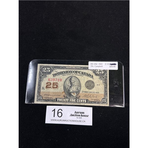 1923 Shin Plaster "25 Cent"