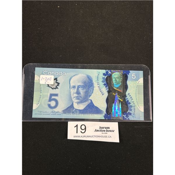 2013 UNCIR $5.00 CDN Bill