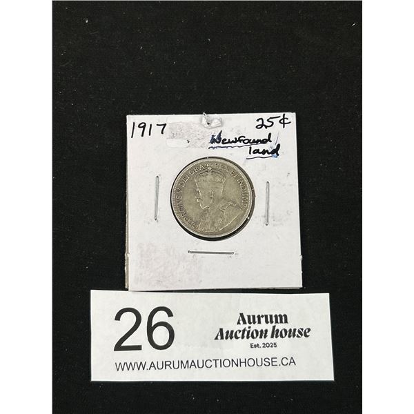 1917 NELD CDN Silver 25 Cent Coin