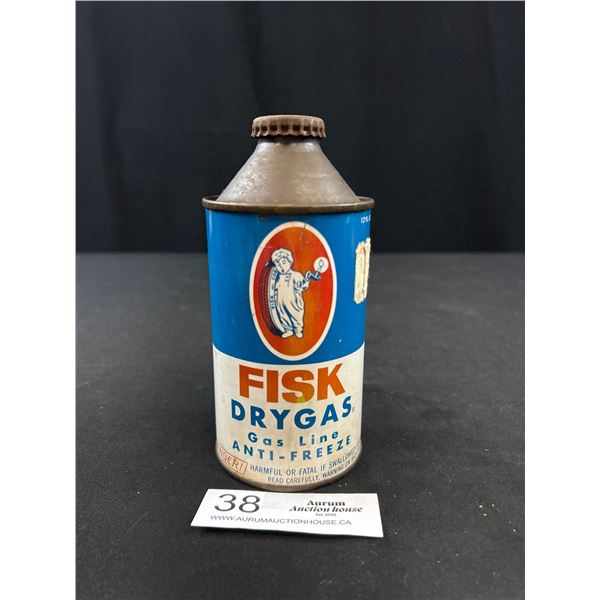 Vintage Fisk Dry Gas Gas Line Anti Freeze, Full Tin