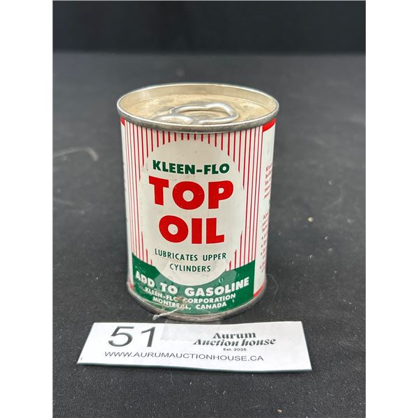 Vintage Full Kleen-flo Top Oil Tin