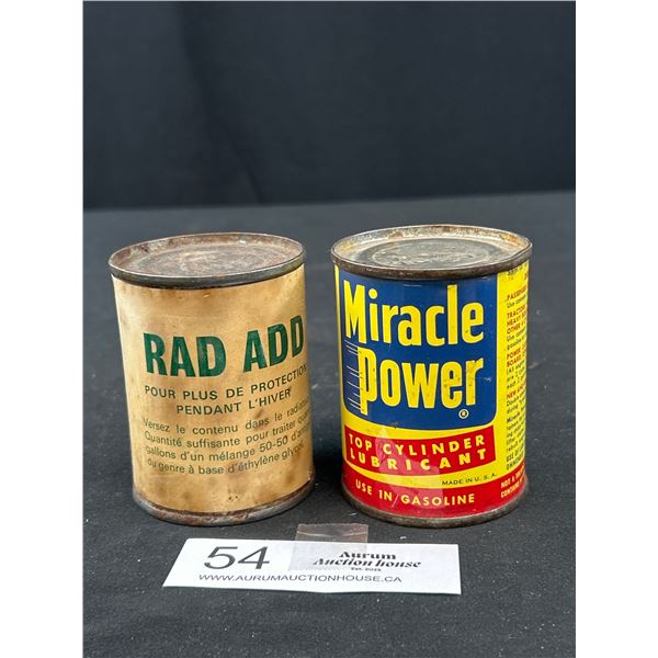 2 Full Vintage Tins, Rad Add and a Miracle Power
