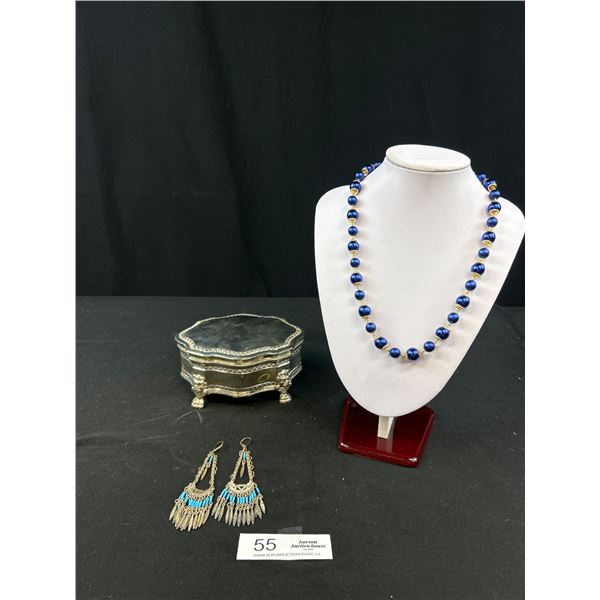 Vintage Footed Silver Jewelry Box Quality!