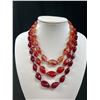 Image 2 : Antique Art Glass Hand Knotted Necklace Matching Gem Set Clasp