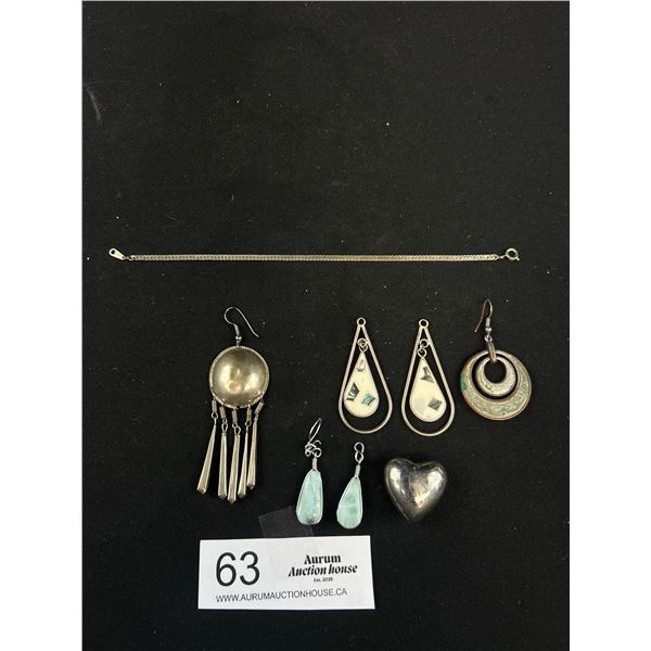 Vintage Silver Abalone Laminer Jewelery Lot