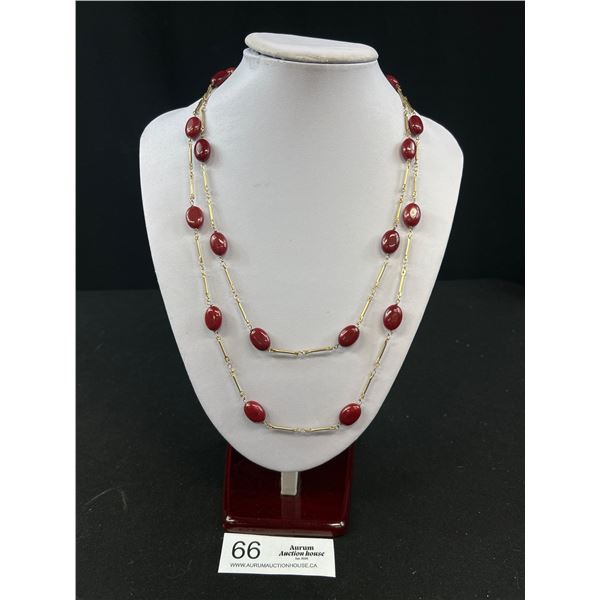 Vintage Designer Gold Link Stone Necklace, Classy!