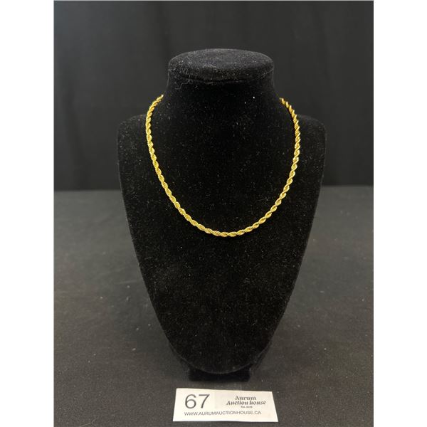 Vintage Gold Rope Chain Necklace Nice!