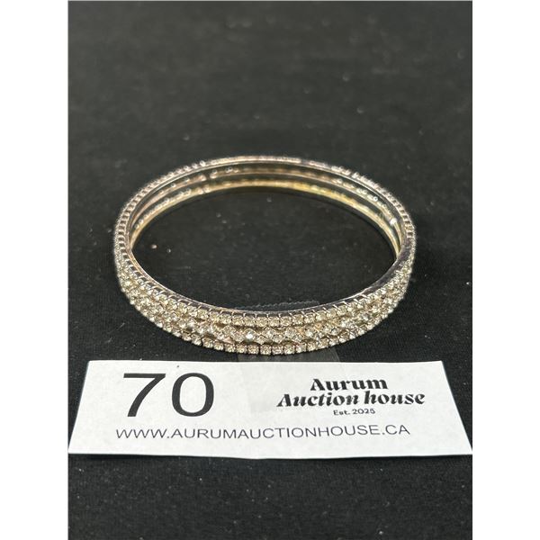 Vintage Silver Diamonte Bangle