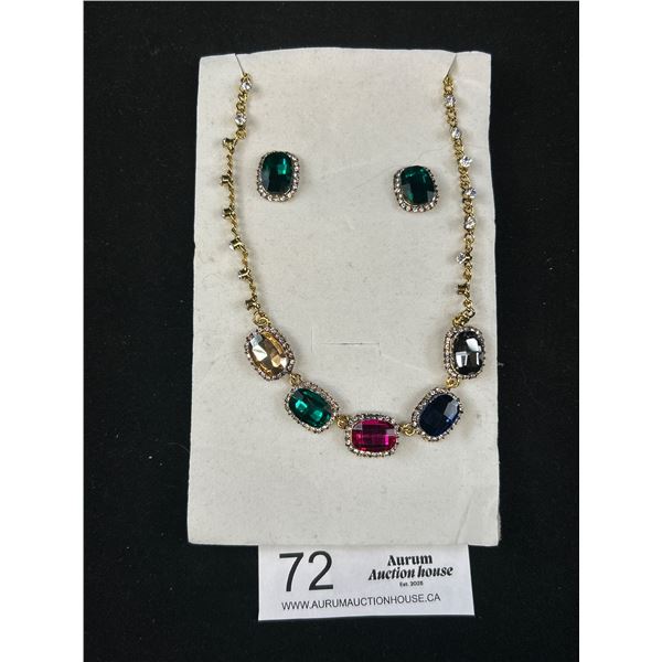 Beautiful Vintage Multi Color Rhinestone Necklace