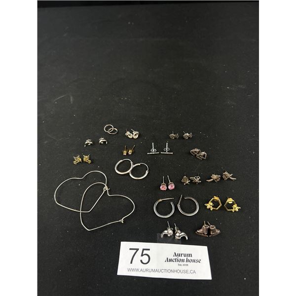 Large Lot Vintage Sterling Silver Earrings Quality! Bees, Whale, Hummingbird, Gemstones, Dogs etc