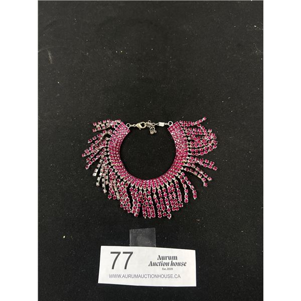 Stunning Fushia Rhinestone Fringe Bracelet