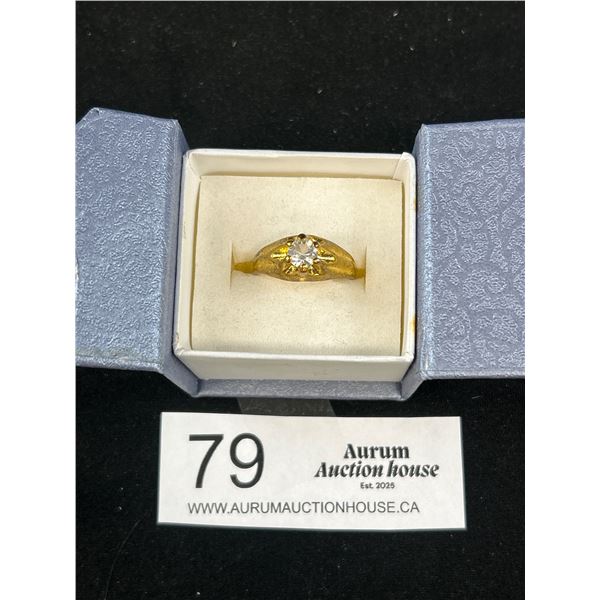 Vintage Mens Gold Ring Crystal Stone