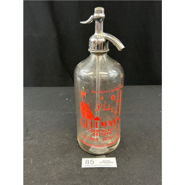 Vintage Gelllman's Brooklyn New York Seltzer Bottle