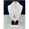 Image 1 : 925 Sterling Necklace and Pendant 20" Curb Link Chain and 1.5" Dolphin Pendant Wrapped around Gemsto
