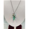 Image 2 : 925 Sterling Necklace and Pendant 20" Curb Link Chain and 1.5" Dolphin Pendant Wrapped around Gemsto