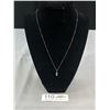 Image 2 : 10KT White Gold 6x4 mm Oval Cut Aquamarine and Diamond Pendant on 20" 10KT White Gold Curb Link Chai