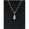 Image 3 : 10KT White Gold 6x4 mm Oval Cut Aquamarine and Diamond Pendant on 20" 10KT White Gold Curb Link Chai
