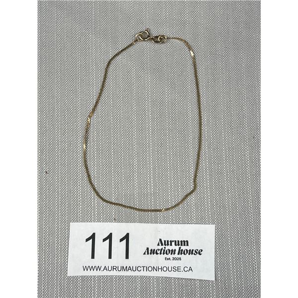 10KT Yellow Gold 9" Anklet or Bracelet 1.1 Grams