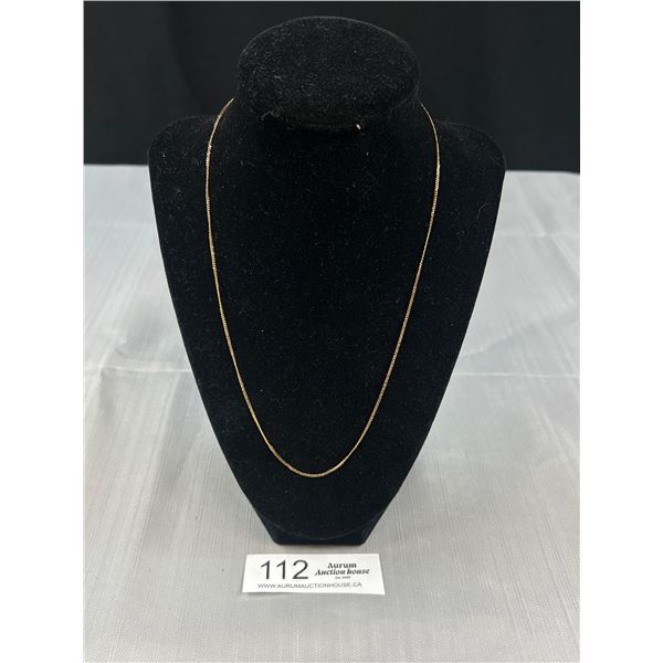 10KT Yellow Gold Curb Link Chain 20" - Marked and Tested 1.3 Grams