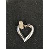 Image 2 : 10KT White Gold Heart and Diamond Pendant- Nice Quality- Marked and Tested 2 Grams