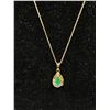 Image 4 : 14KT Yellow Gold 18" Twist Link Chain and 14KT Teardrop Emerald Pendant with Makers Marks- Marked an