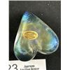 Image 3 : Robert Held Art Glass Hand Blow Heart Shape Clear Iridescent Paperweight - EUC
