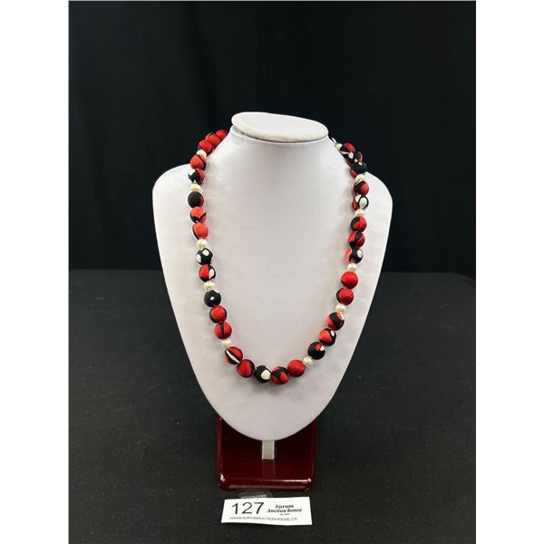 Rare Vintage Signed Pineda Covalin Silk Beaded Necklace - Real Pearls, 925 Clasp 22" Long