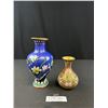 Image 1 : Vintage Chinese Oriental Asian Floral Enameled Cloisonne Vases 8.24" and 5 1/8th" Tall